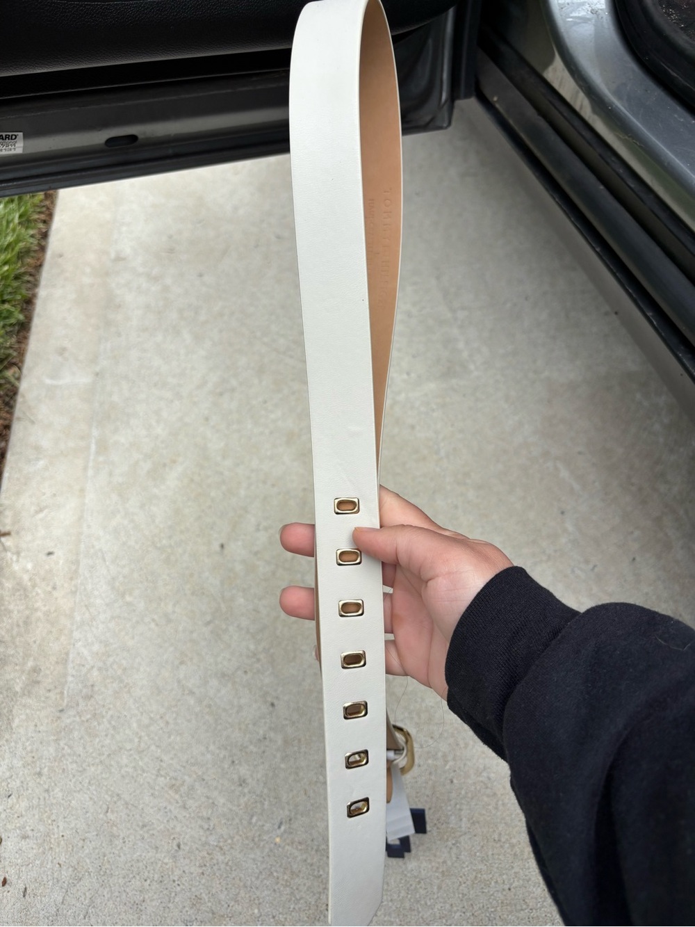 Tommy Hilfiger White Belt with Gold Hardware